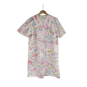 Morning News Vintage Snap Front Housecoat Robe Short Sleeve 2 Pockets XL?